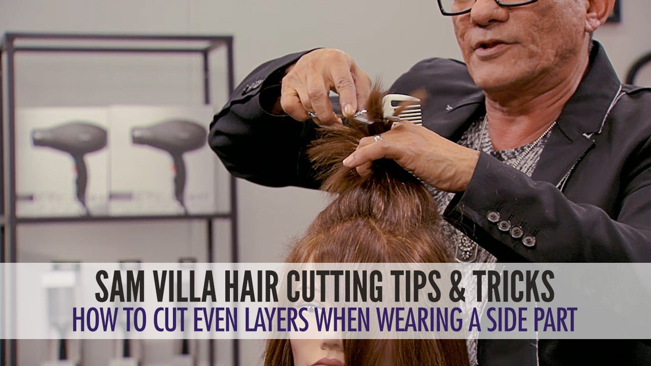 How To Cut Even Layers When Your Client Wears a Deep Side Part or Side Sweeping Fringe - Sam Villa